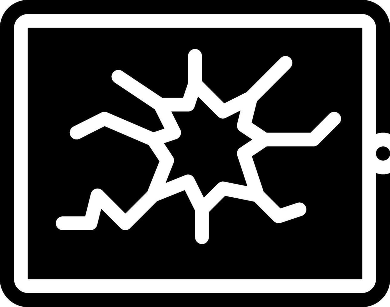 A black and white icon of a broken window vector