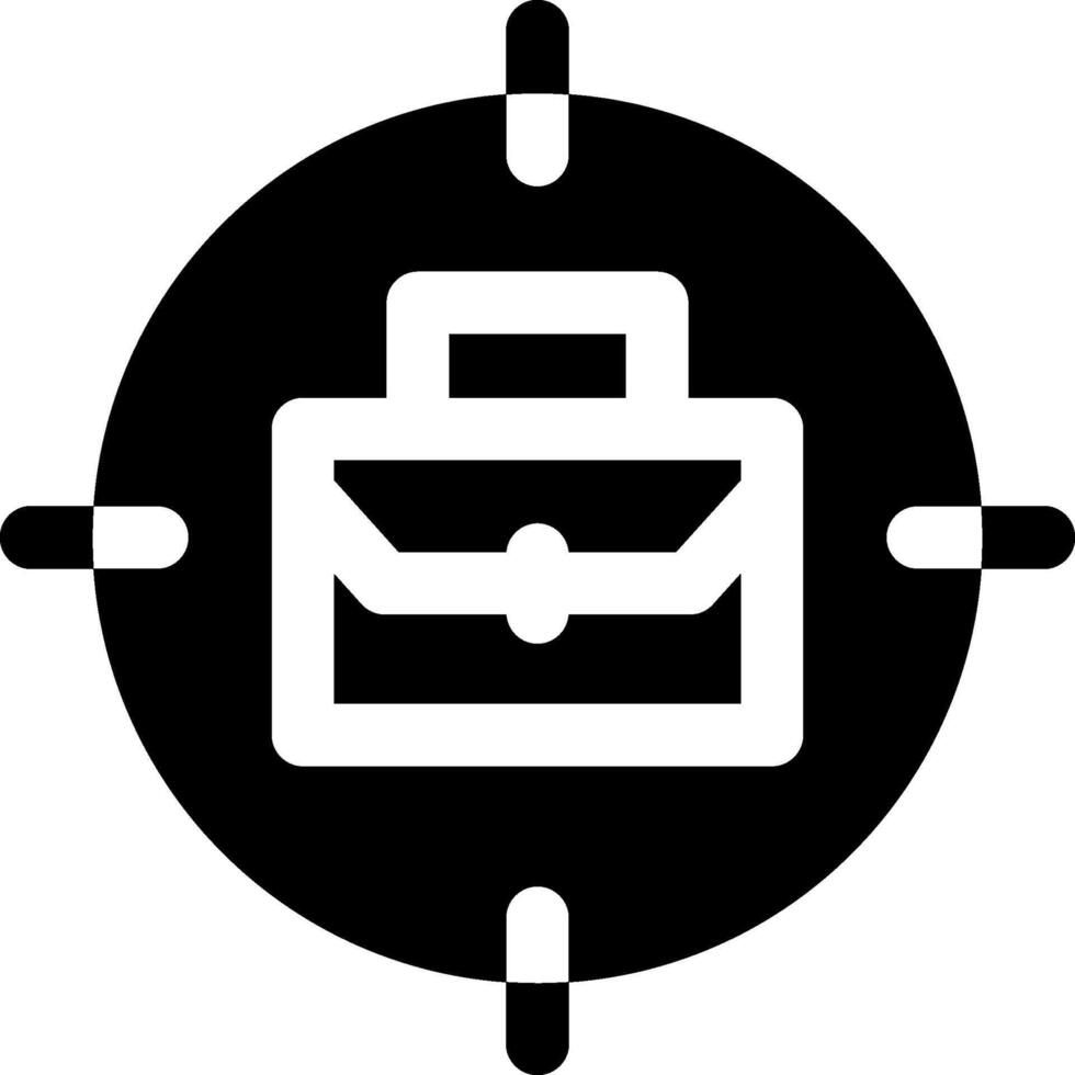A black and white icon of a briefcase vector