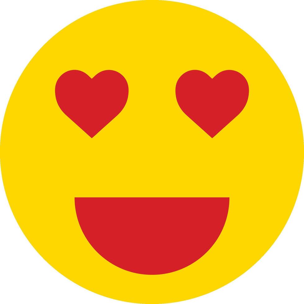 A yellow smiley face with red hearts vector