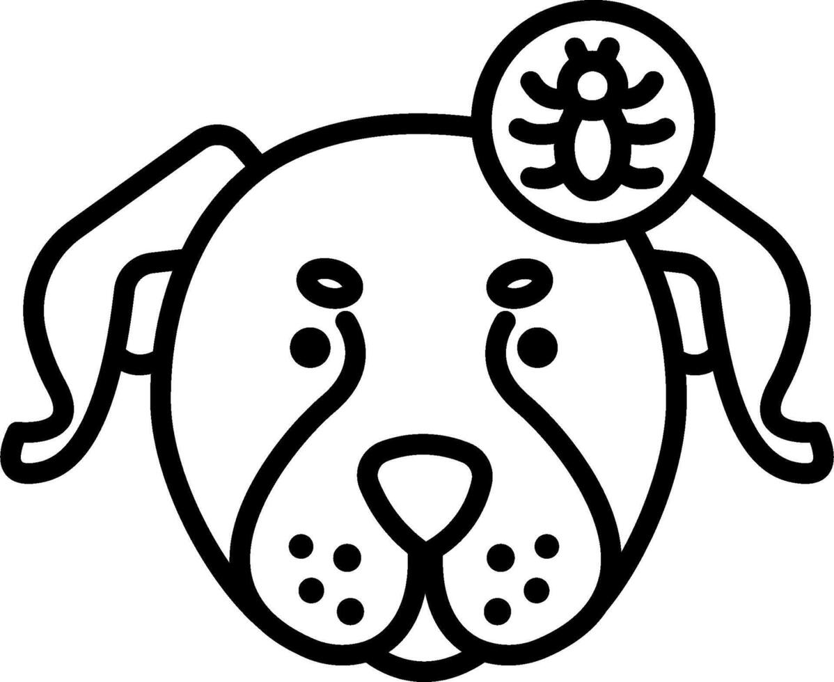 A dog with a tick on its head vector