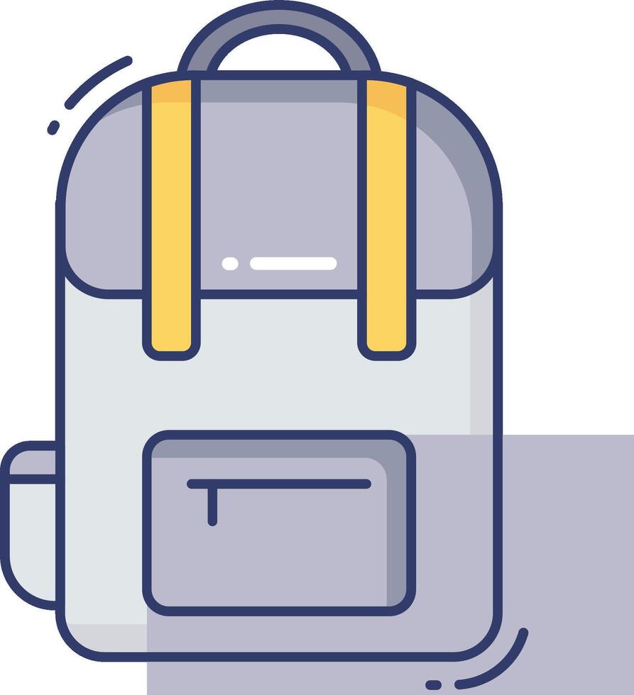 A backpack icon with a yellow strap vector