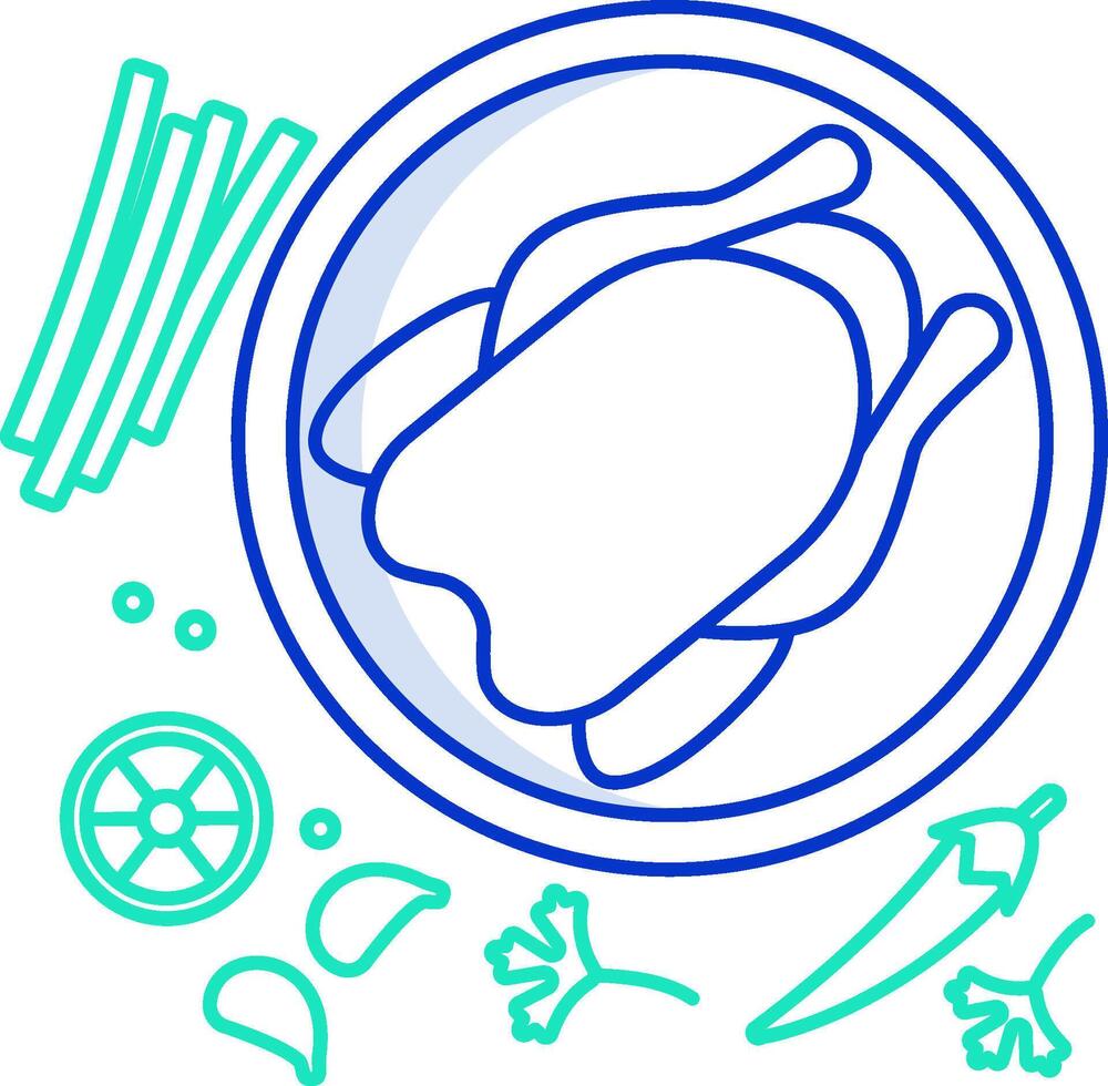 A plate with food and a knife and fork vector