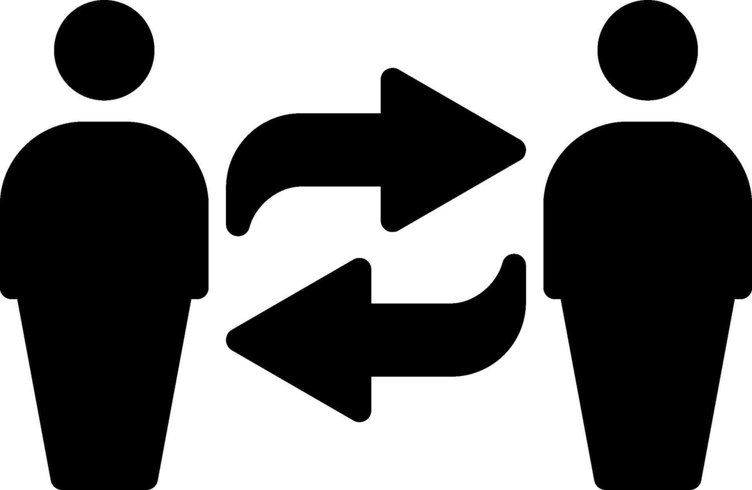 Two people are standing next to each other with arrows pointing in different directions vector