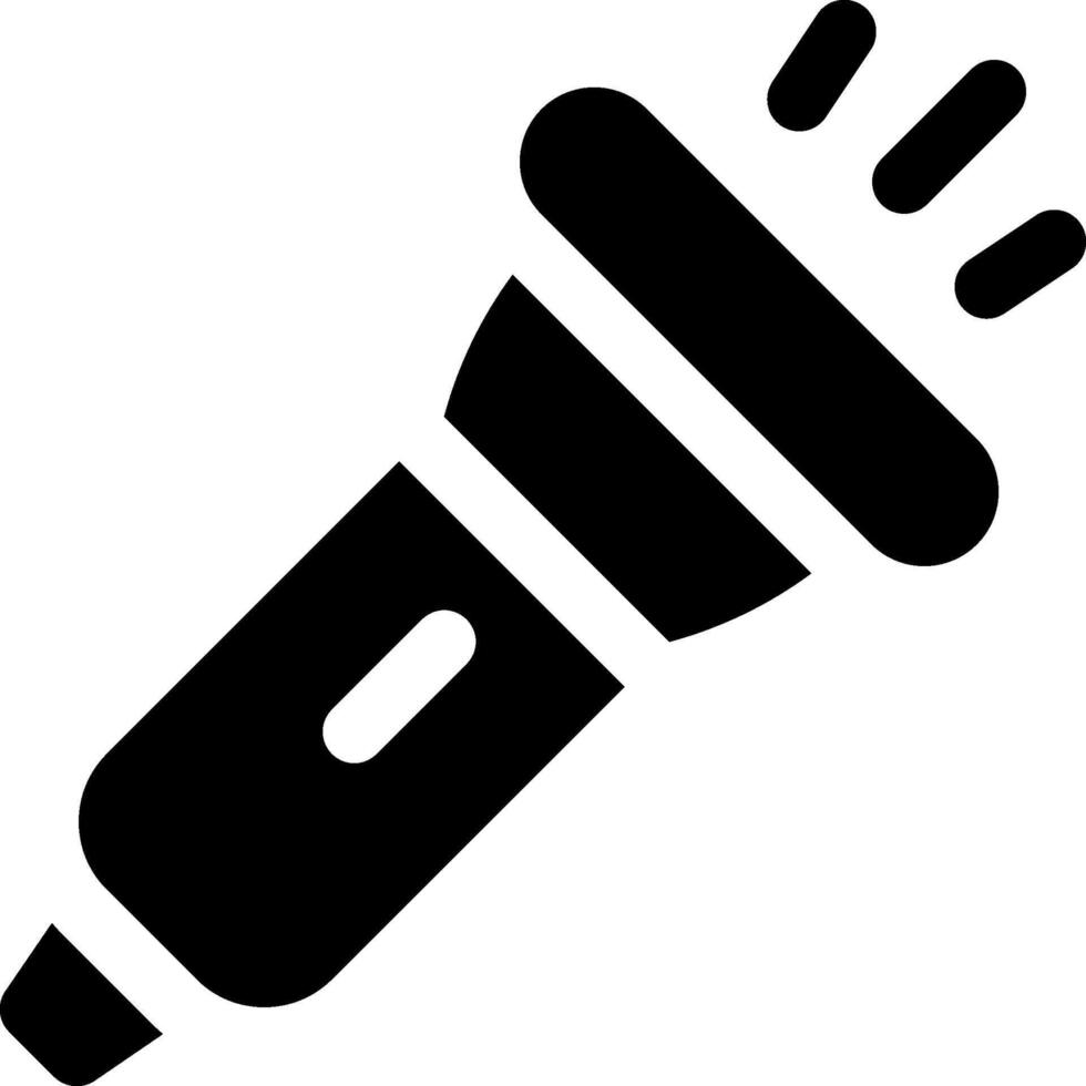 A black and white icon of a flashlight vector