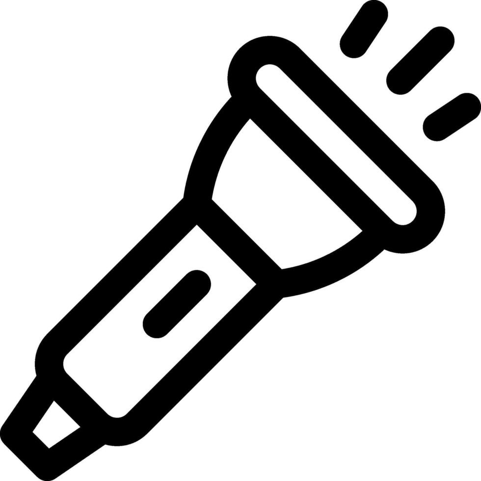 A black and white drawing of a flashlight vector