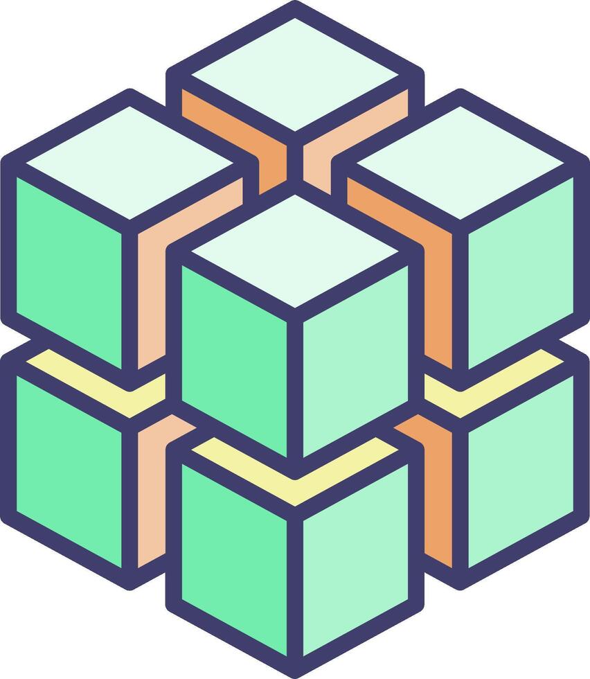 A cube with four different colors vector