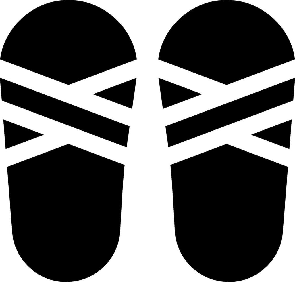 Two black flip flops with white stripes on them vector