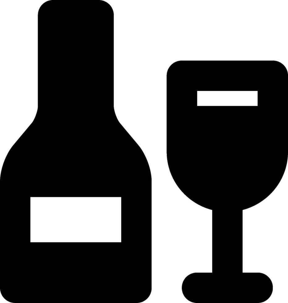 Wine bottle and glass icon vector