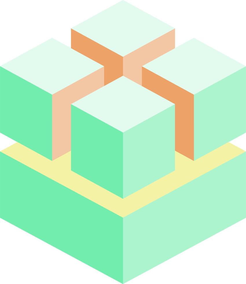 A green cube with four squares on top vector