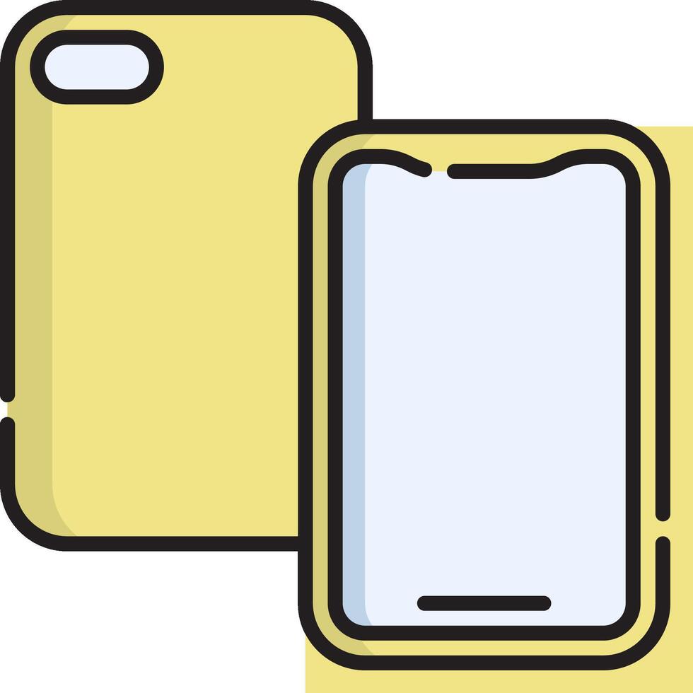 A yellow phone and a yellow case vector