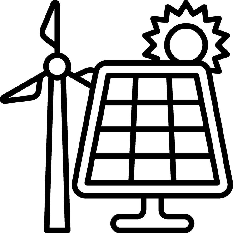 Solar panel and wind turbine icon vector