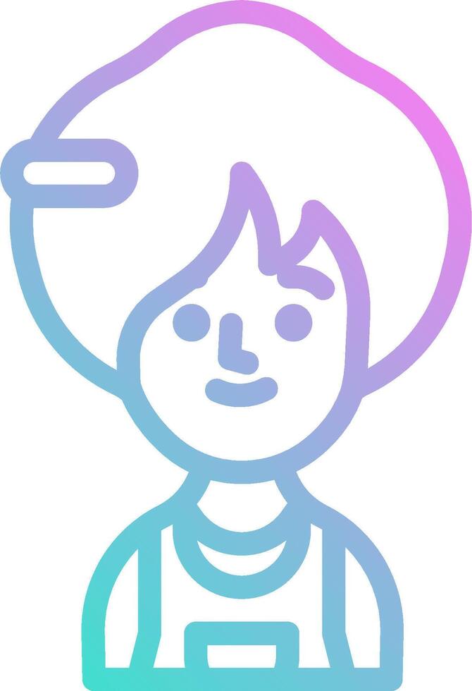 A woman with a hat and a brush icon vector