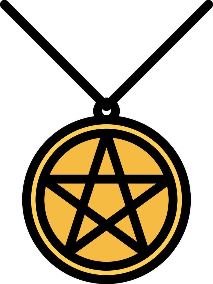 A pentagram pendant with a black star on it vector
