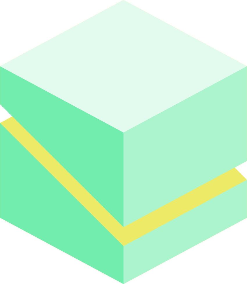 A green cube with yellow lines on it vector