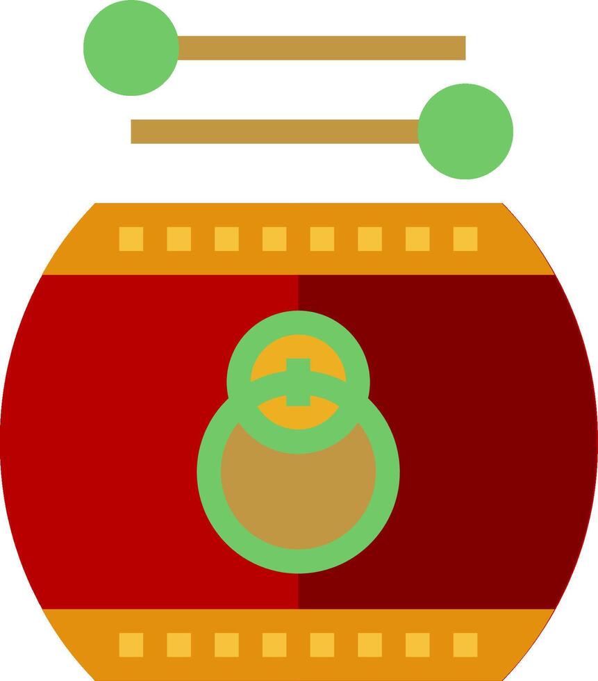 A drum with a green and red band on it vector