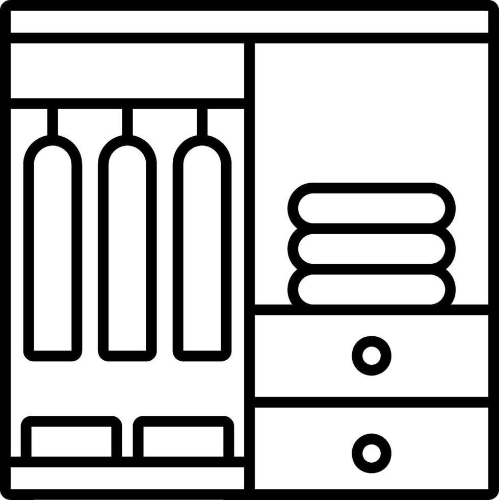 A black and white image of a cabinet with drawers vector