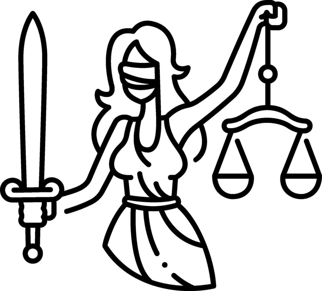 A lady justice holding a sword and scales vector