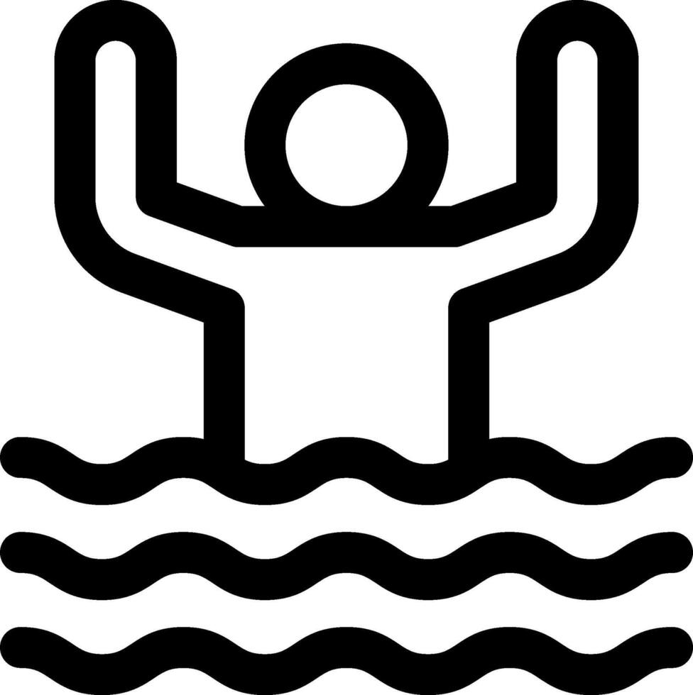 A black and white icon of a man in the water vector