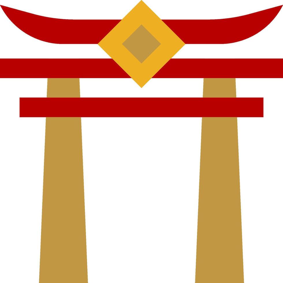 A tori gate with a gold and red border vector