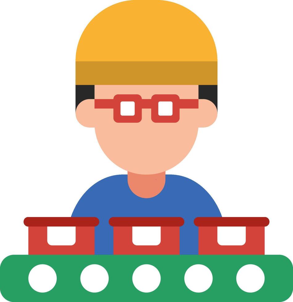 A man in a hard hat and glasses is sitting on a table vector