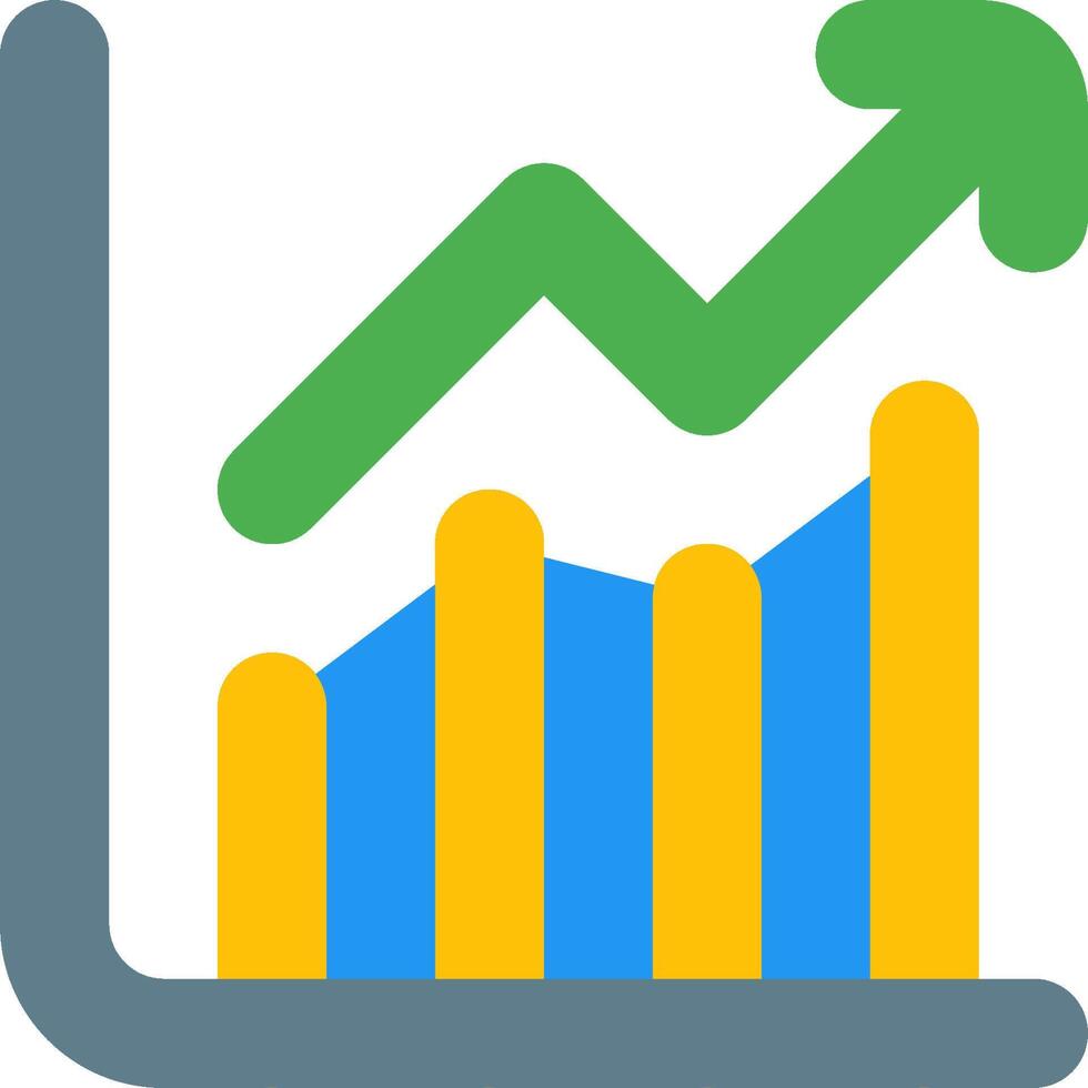A graph chart with an arrow going up vector