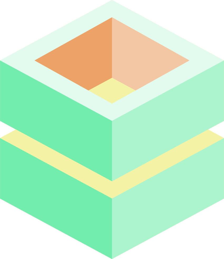 A green cube with a yellow and orange top vector