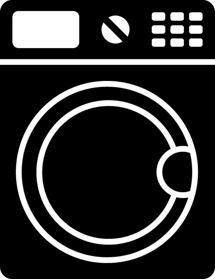 A black and white illustration of a washing machine vector