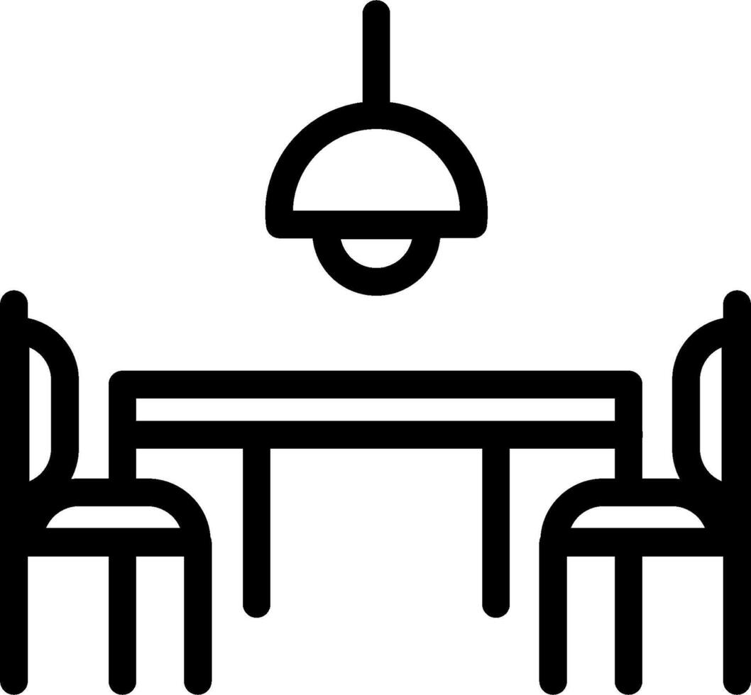 A black and white image of a dining table and chairs vector