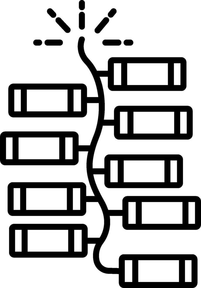 A black and white illustration of a line of batteries vector