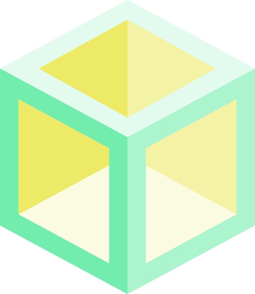 A cube with a yellow and green background vector