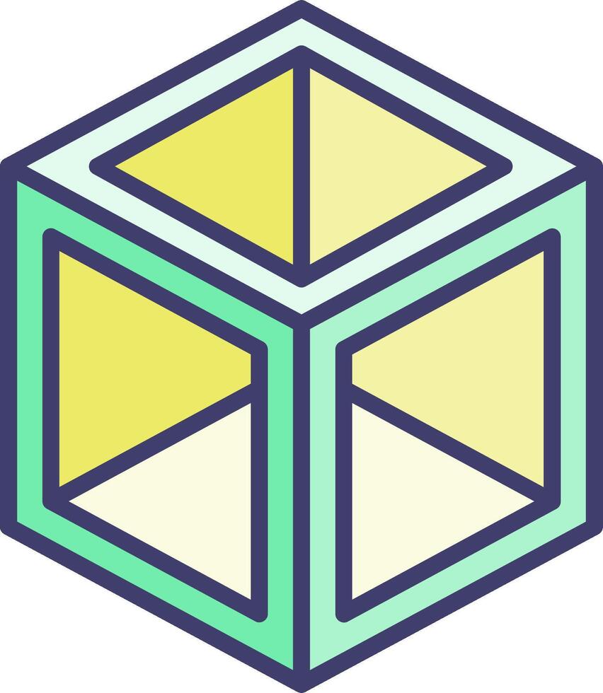 A cube with a yellow and green background vector