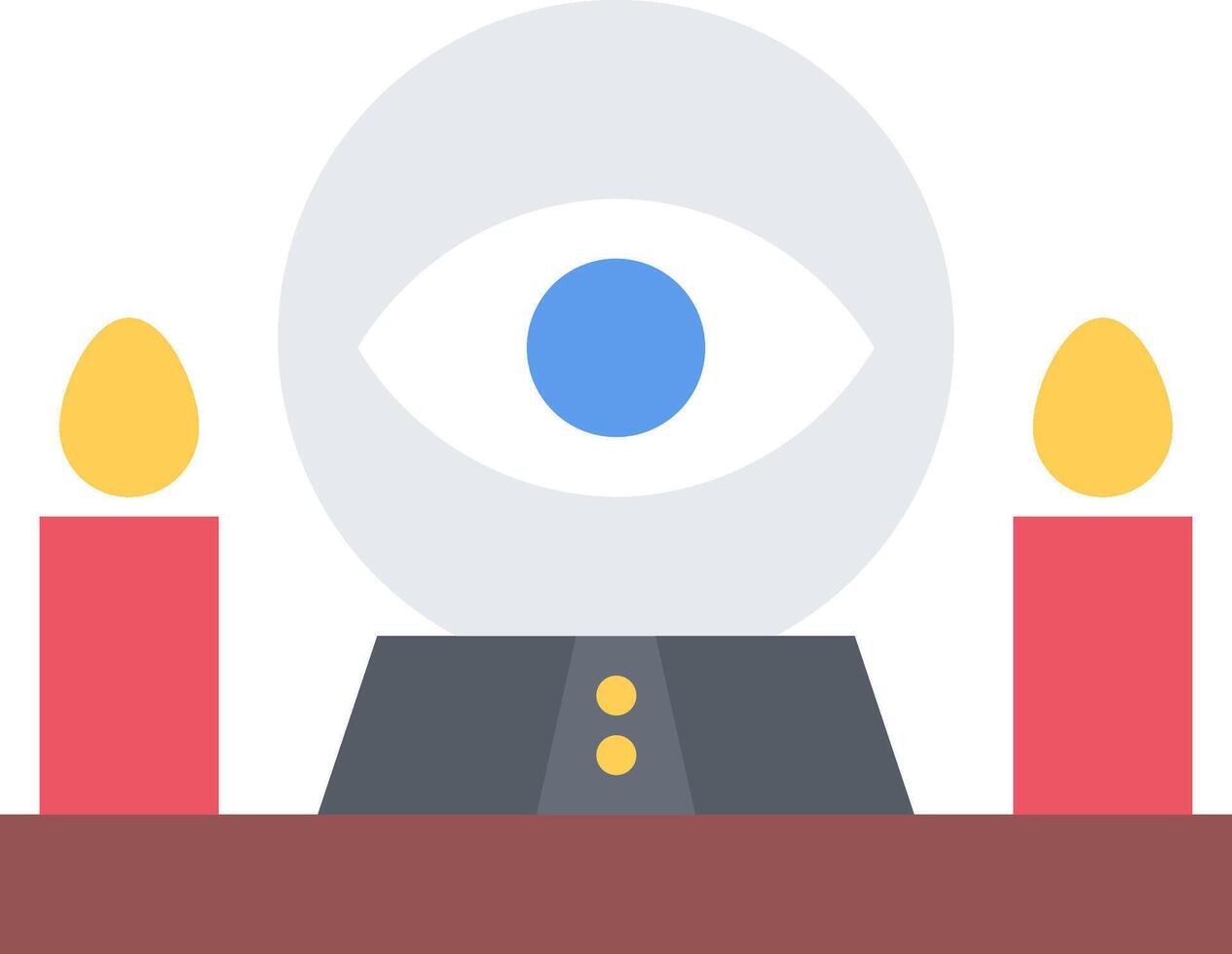 A crystal ball with an eye and two candles vector