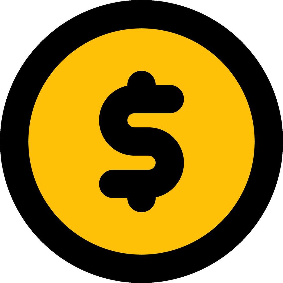 A yellow and black dollar sign icon vector