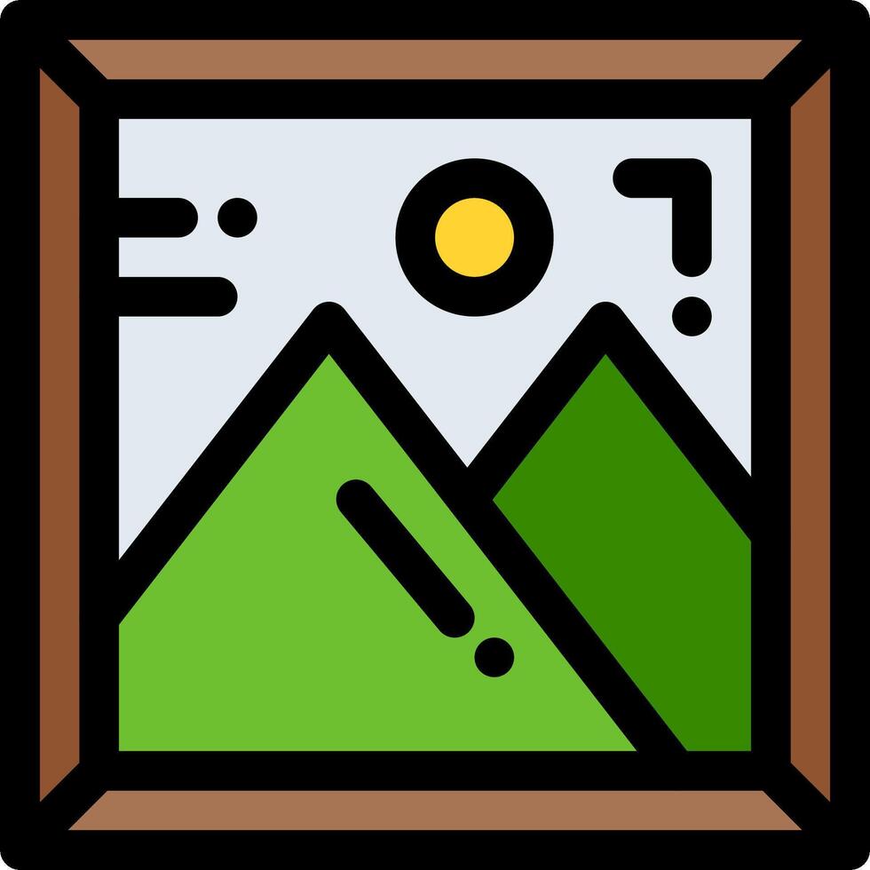 A picture of a mountain and a sun vector
