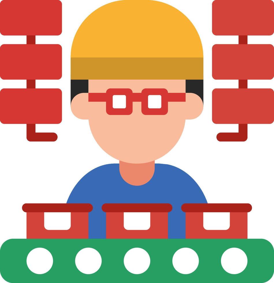 A man in a hard hat and glasses is sitting on a table vector