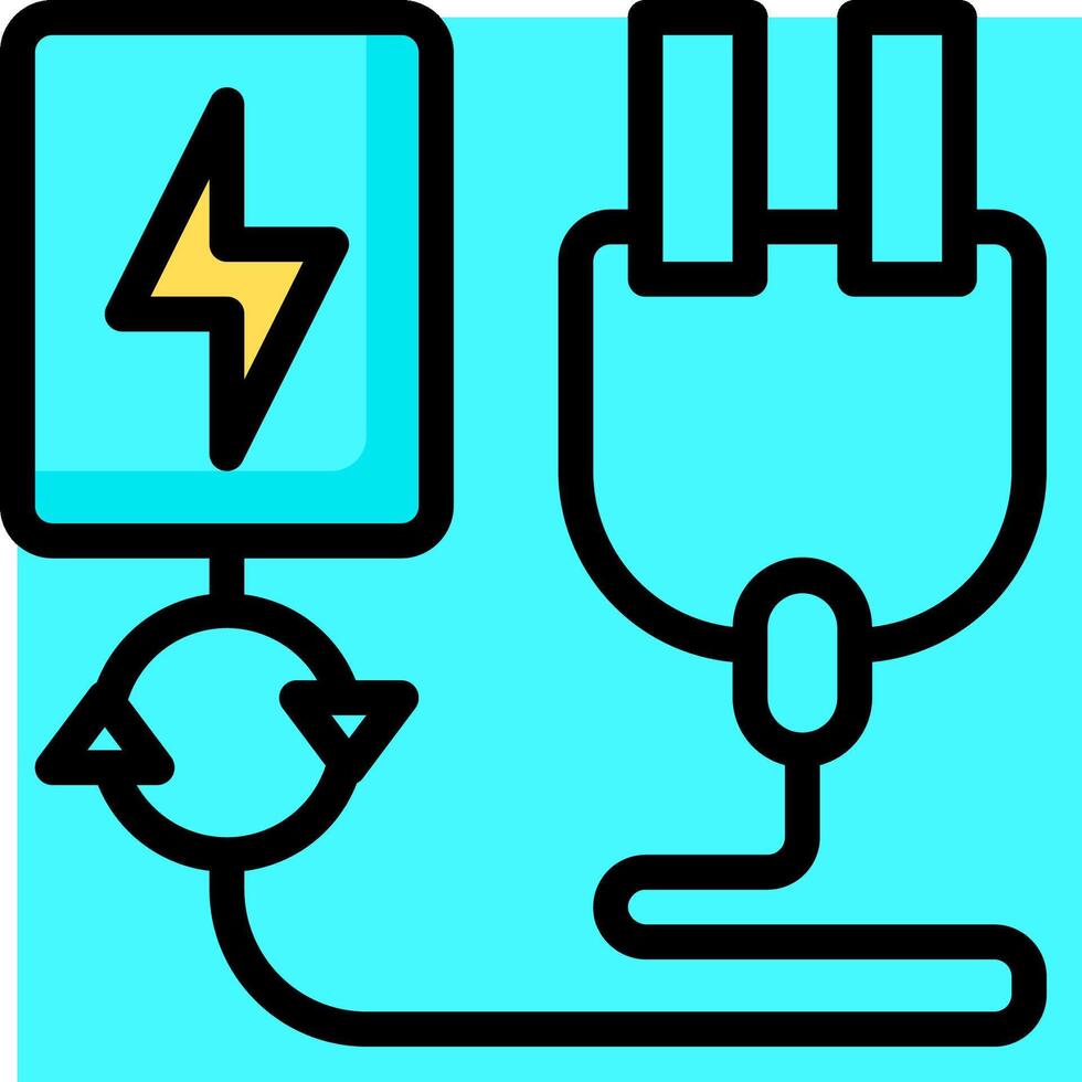A plug and an electrical device connected to a power outlet vector