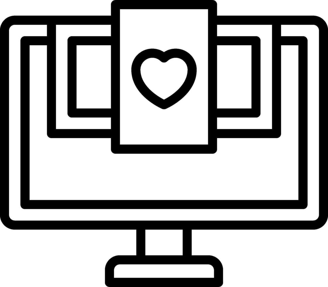 A computer monitor with a heart on it vector