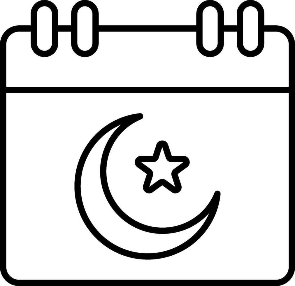 A calendar with a crescent and star vector
