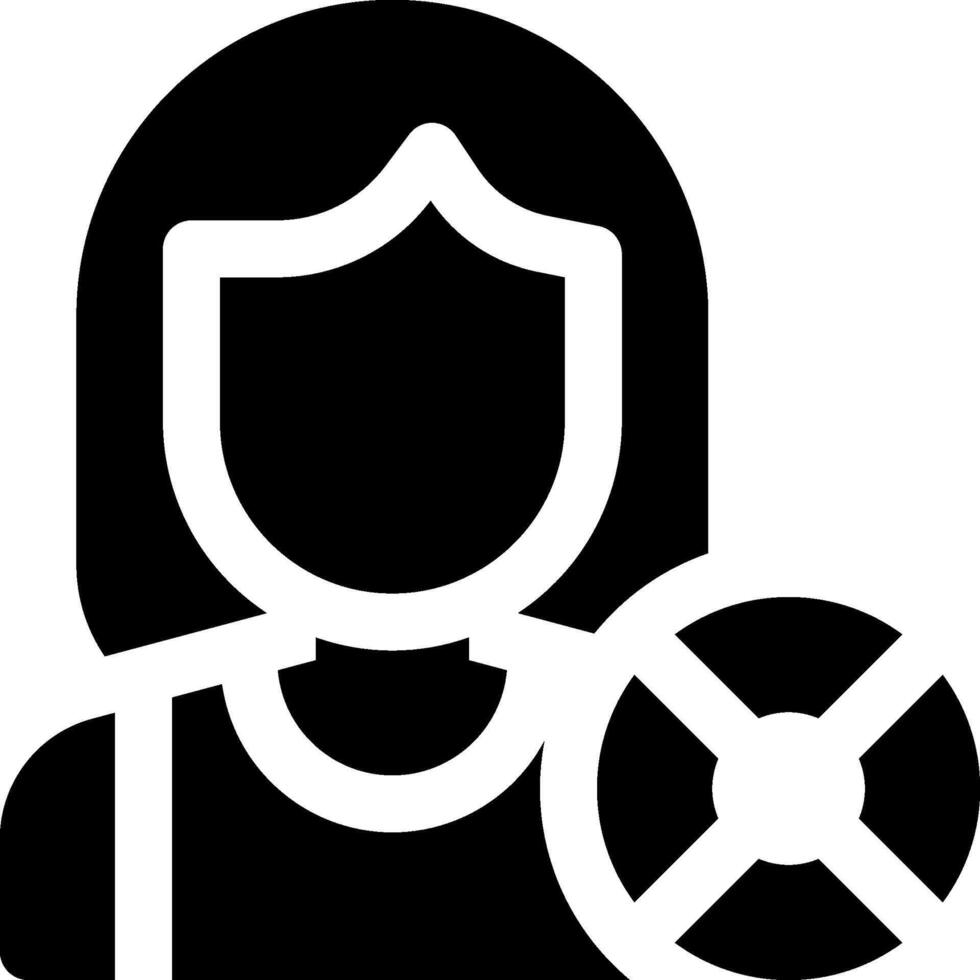 A woman holding a disc icon vector