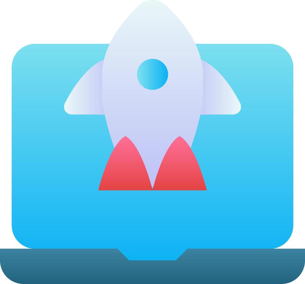 A rocket ship icon on a laptop vector