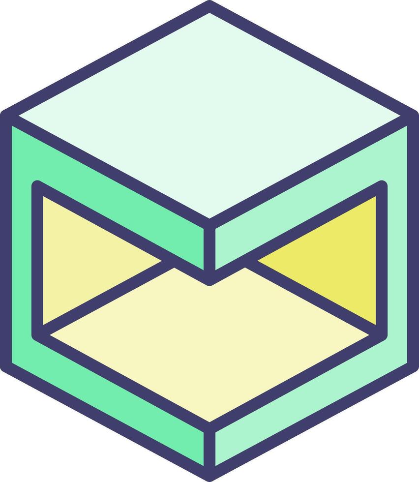 A cube with a yellow and green lid vector