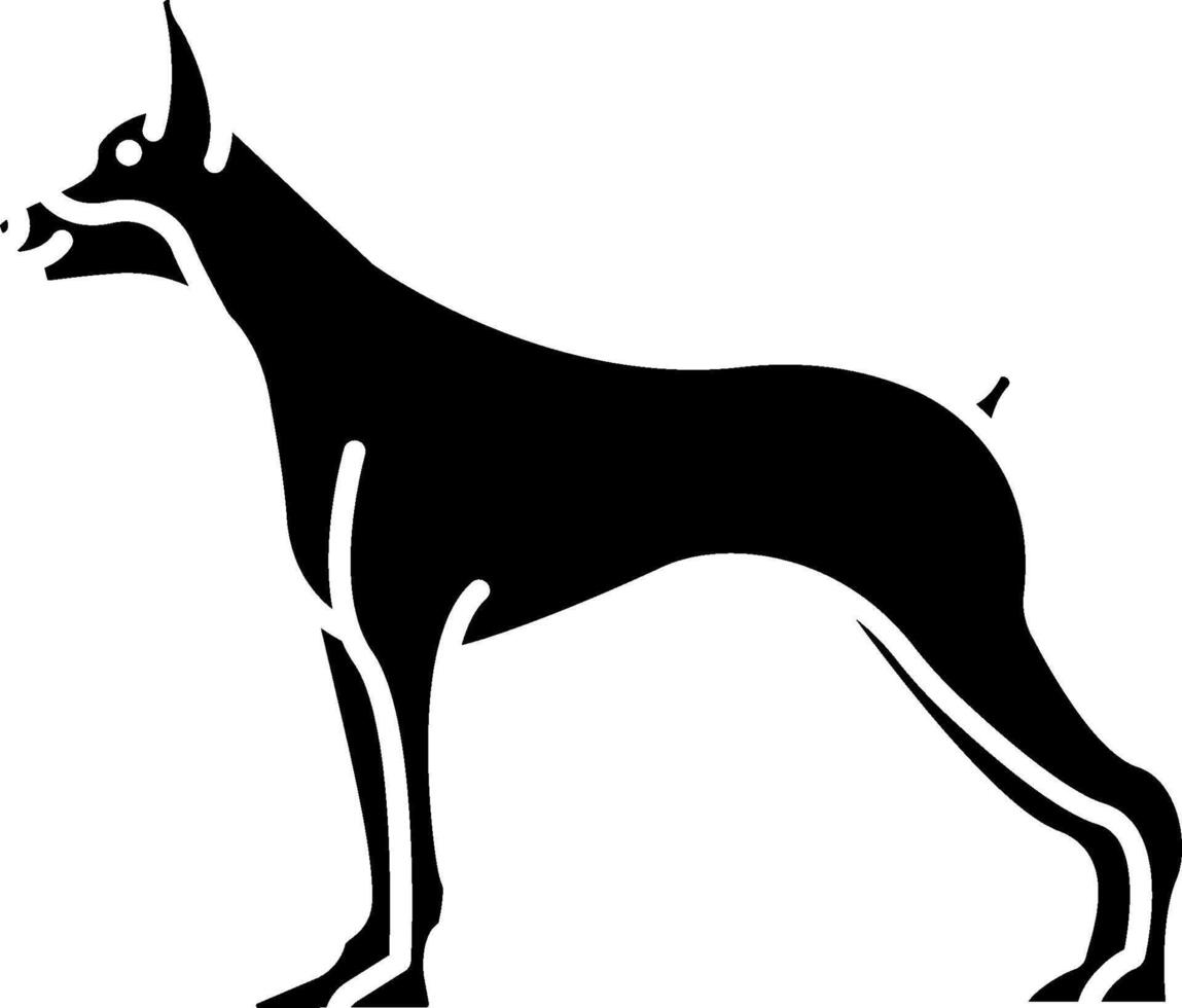 A black and white doberman dog silhouette vector