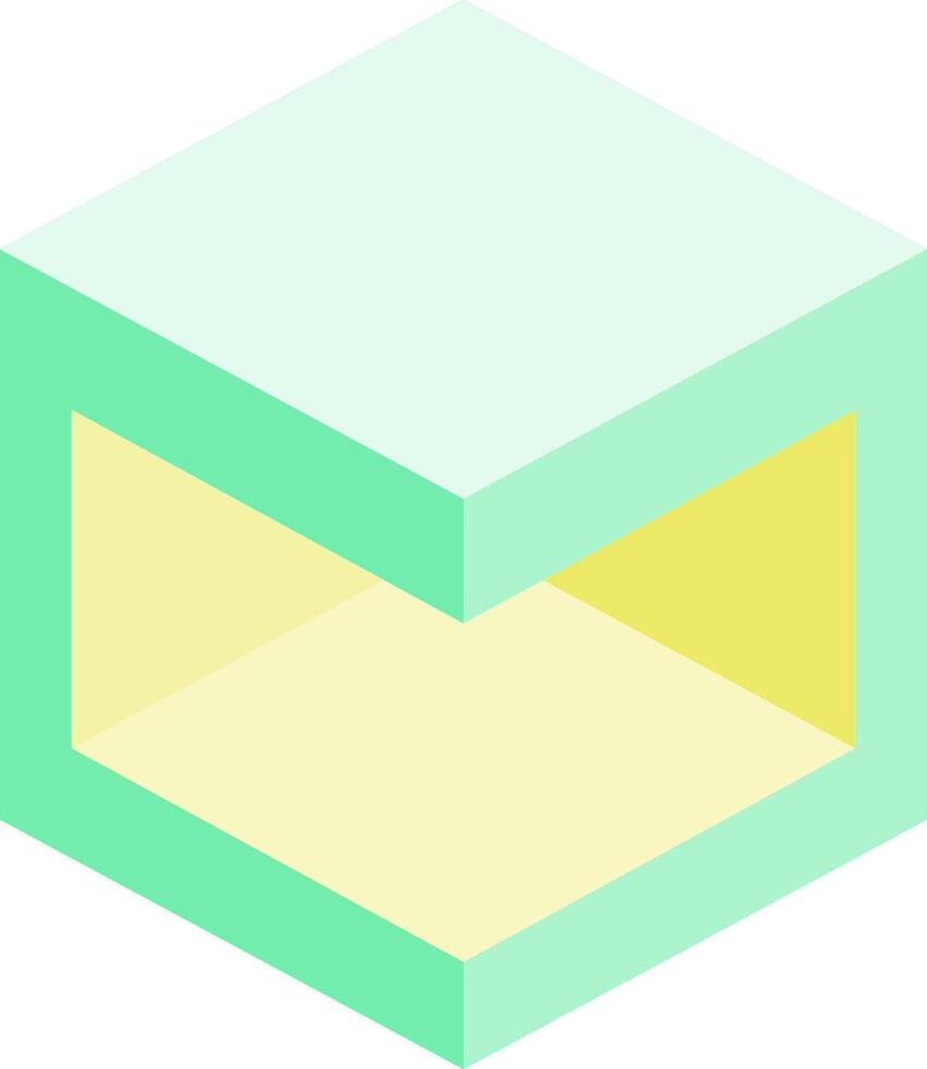 A cube with a yellow and green background vector