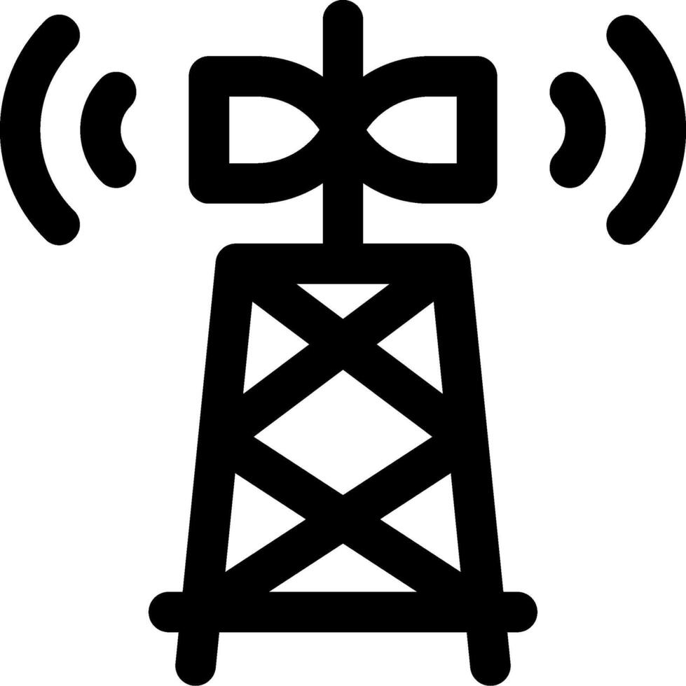 A black and white image of a tower with a radio antenna vector