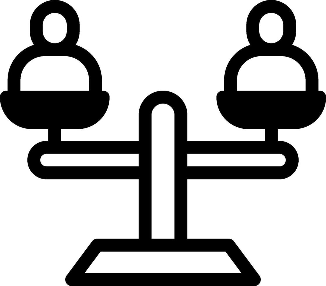 A black and white illustration of two people on a balance scale vector