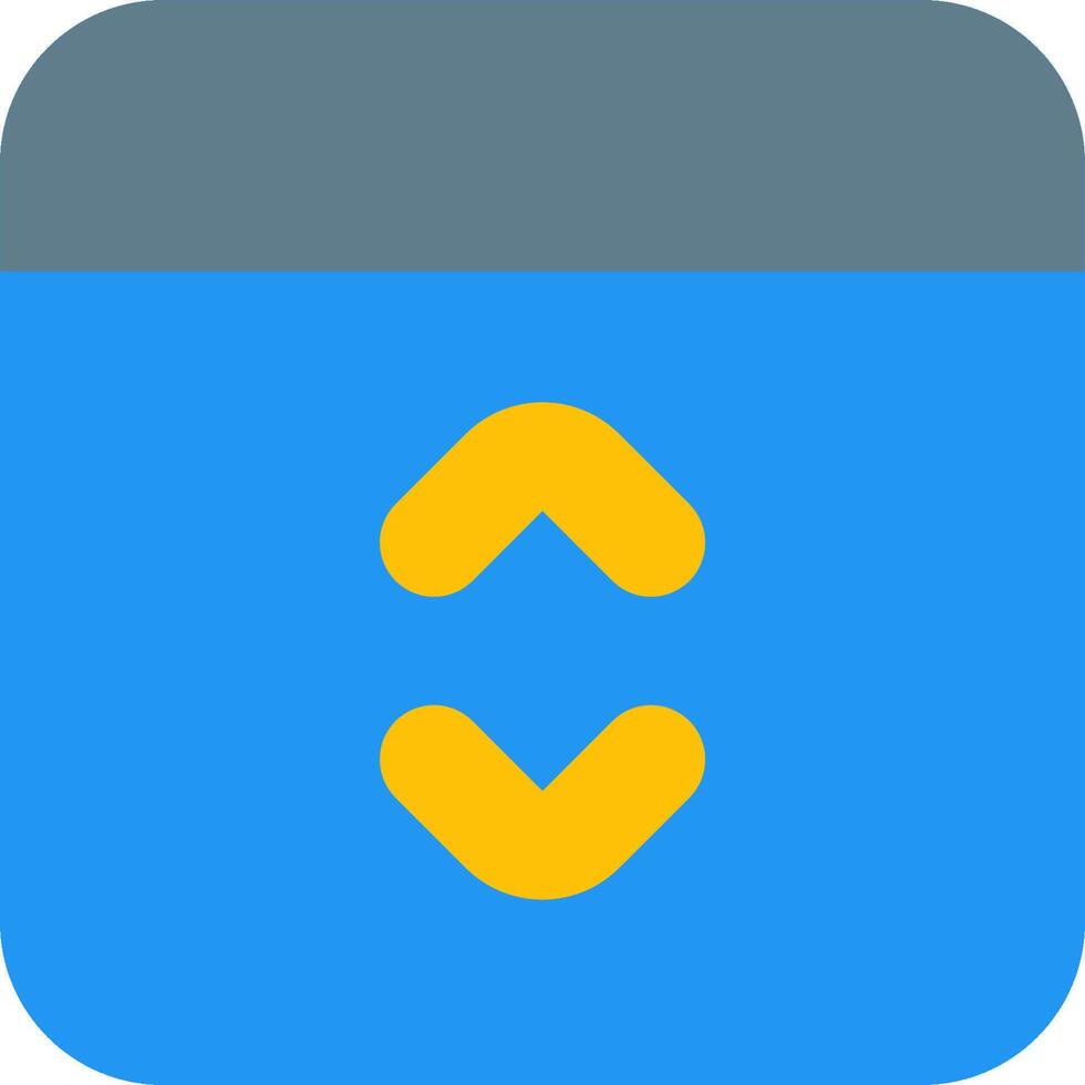 A blue and yellow button with an arrow pointing down vector