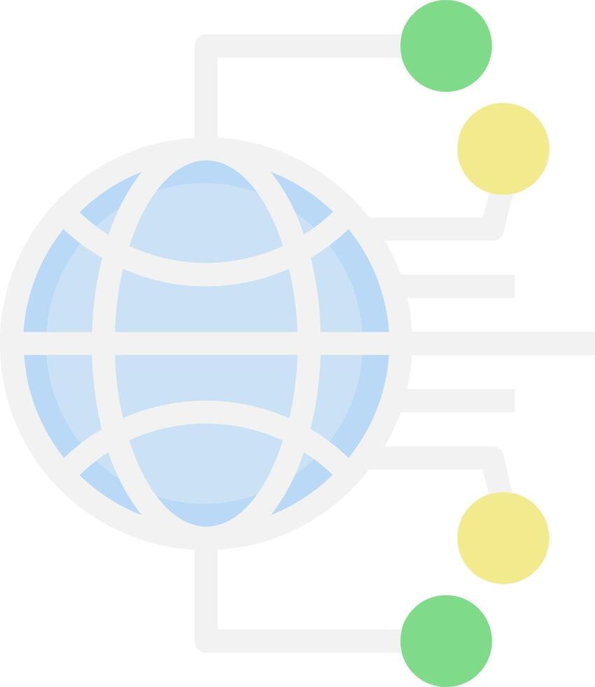 A globe with four different colored dots around it vector