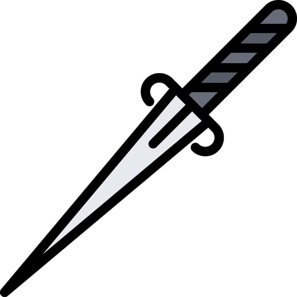 A knife with a long blade on a white background vector