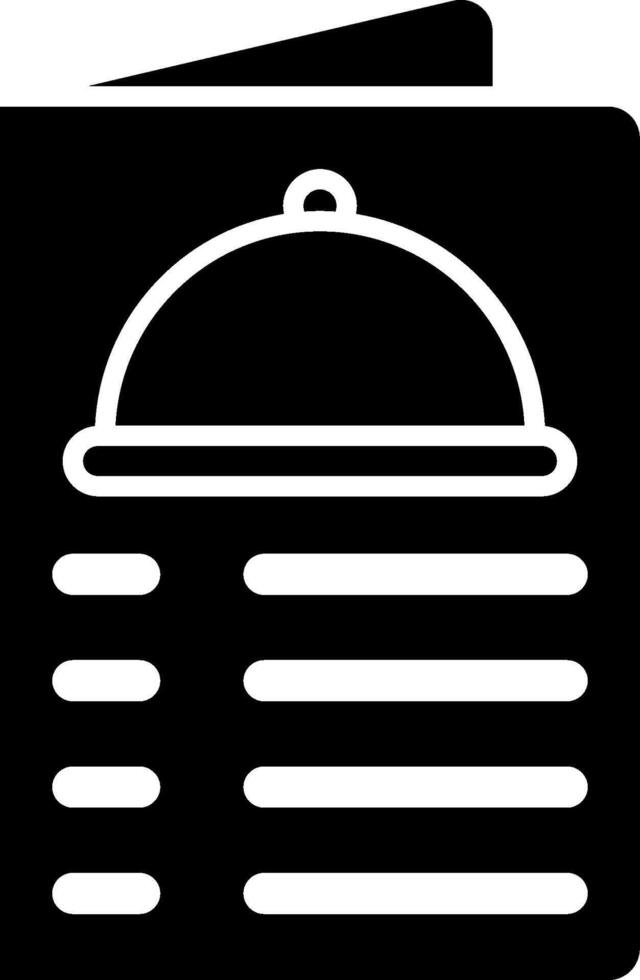 A black and white icon of a menu vector