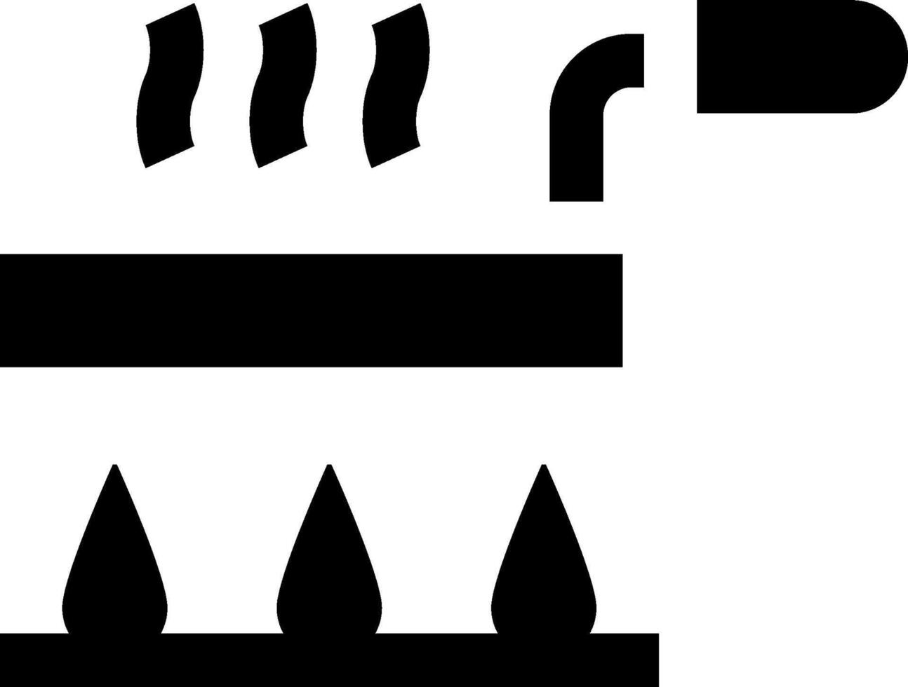 A black and white image of a stove with a fire vector